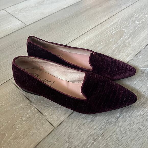 Anthropologie Bisue Ballerinas Flat Women's 40 Burgundy Embossed Smoking Loafer - Picture 12 of 14